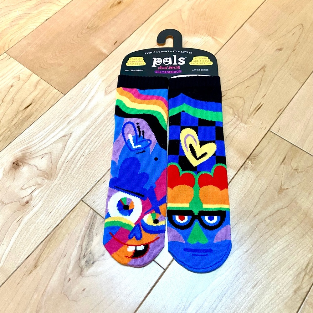 Pals and Jason Naylor's silly & serious foot friend Personality Socks kids large
